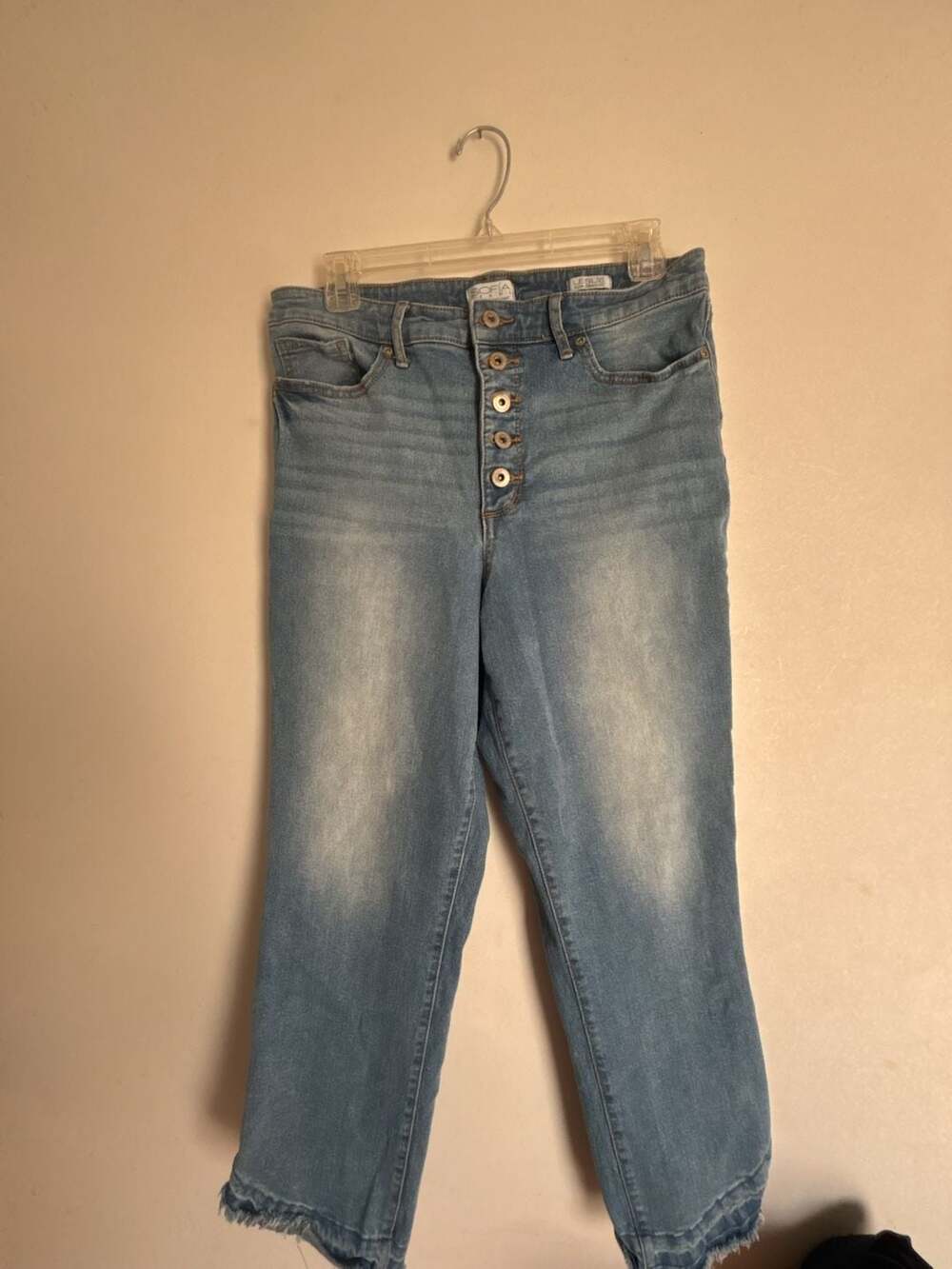 Sofia Jeans by Sofia Vergara Leslie Slim Straight Frayed Hem Jeans Sz 10